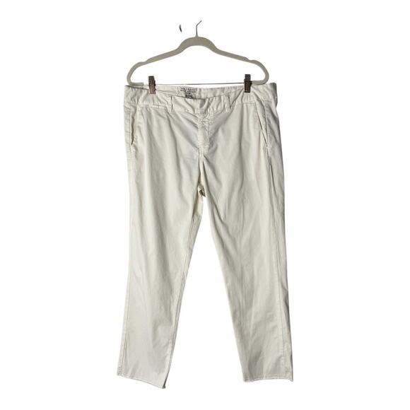 Nili Lotan East Hampton Pants Slim Leg Cropped Low Rise Raw Hem Eggshell Size 10 - Picture 3 of 15